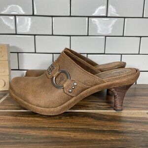 Frye Shelby Ring Womens Size 9 Shoes Brown Leather Studded Slip On Heeled Mule